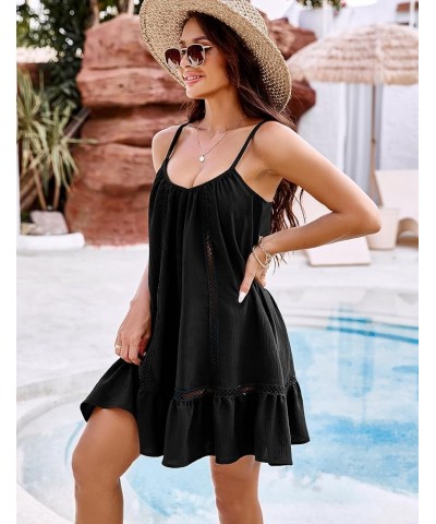 Womens Bathing Suit Cover Up Swim Beach Dresses Cover Ups Spaghetti Straps Swimsuit Coverups Black $15.98 Swimsuits