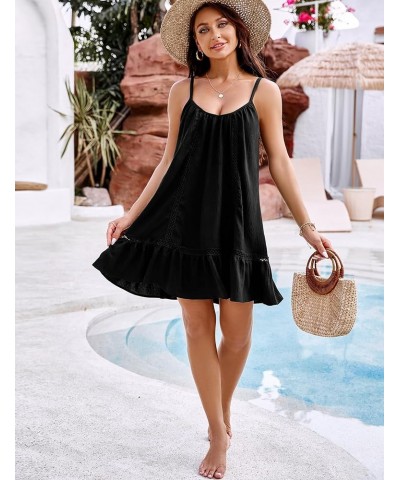 Womens Bathing Suit Cover Up Swim Beach Dresses Cover Ups Spaghetti Straps Swimsuit Coverups Black $15.98 Swimsuits