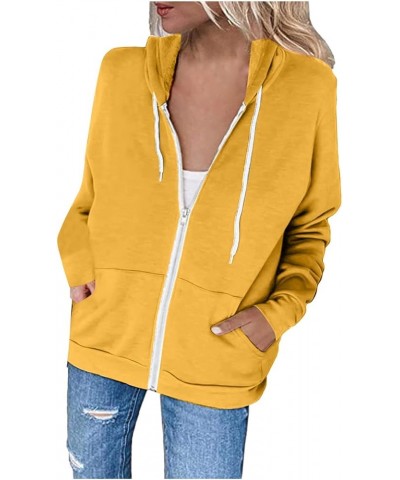 Womens Zip Up Hoodies 2023 Fall Fashion Y2K Sweatshirts Casual Long Sleeve Loose Fit Track Jackets With Pockets A09-yellow $6...