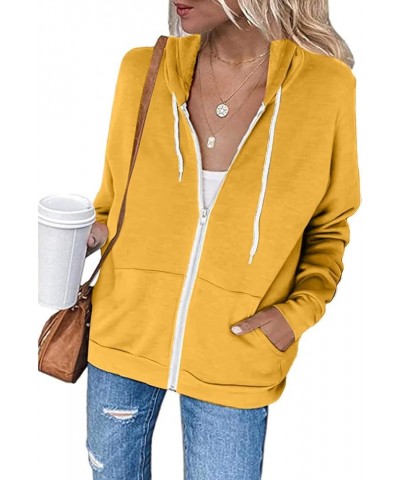 Womens Zip Up Hoodies 2023 Fall Fashion Y2K Sweatshirts Casual Long Sleeve Loose Fit Track Jackets With Pockets A09-yellow $6...