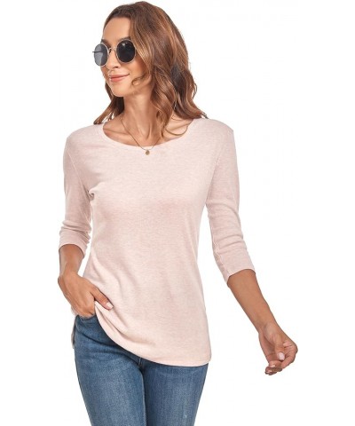 Womens 3/4 Sleeve Cotton Casual T Shirts Stretchy Crew Neck Slim Fit Leopard Print Blouse Tops Apricot $11.00 Blouses