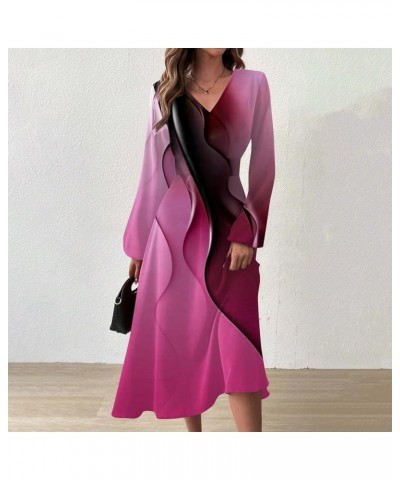 Spring Dresses for Women 2024 Prom Dresses Summer Casual Fashion V-Neck Solid Color Wedding Long Sleeve Formal Dress 3-hot Pi...