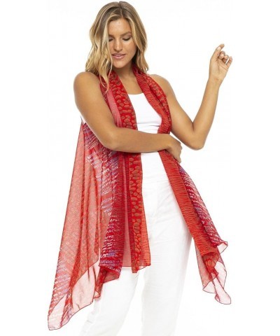 Womens Sleeveless Kimono Cardigan Sheer Casual Open Front Lightweight Chiffon Boho Duster Swimsuit Cover Up Jungle Red $25.17...