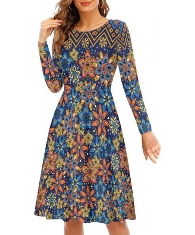 Midi Dresses for Women Fall Long Sleeve Puffy Dress Size S-4XL Ethnic 1 $13.50 Dresses