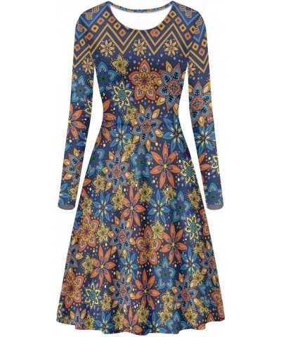 Midi Dresses for Women Fall Long Sleeve Puffy Dress Size S-4XL Ethnic 1 $13.50 Dresses