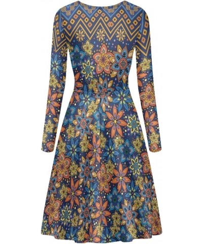 Midi Dresses for Women Fall Long Sleeve Puffy Dress Size S-4XL Ethnic 1 $13.50 Dresses