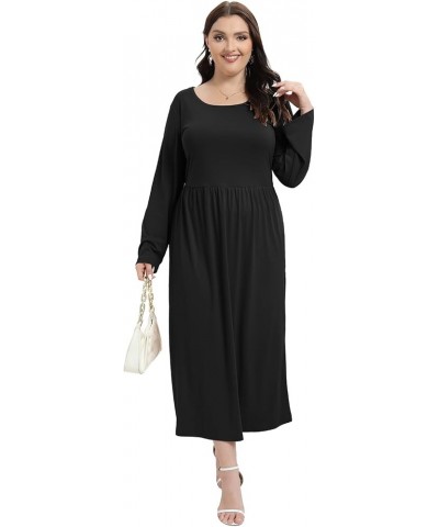 Plus Size Dresses Long Sleeve for Women| Plus Size Maxi Dress with Pockets |Plus Size Casual Floral Dress Black-1 $19.35 Dresses