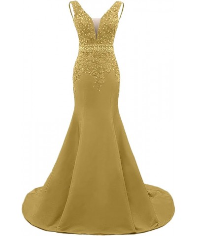 Women's V-Neck Applique Beaded Mermaid Mother of The Bride Dresses Ginger $54.74 Dresses