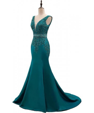 Women's V-Neck Applique Beaded Mermaid Mother of The Bride Dresses Ginger $54.74 Dresses