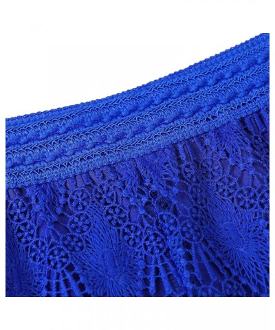 Women's Sexy Short Inseam Elastic High Waisted Summer Beach Crochet Lace Shorts Peafowl Hem-light Blue 5 $10.50 Shorts