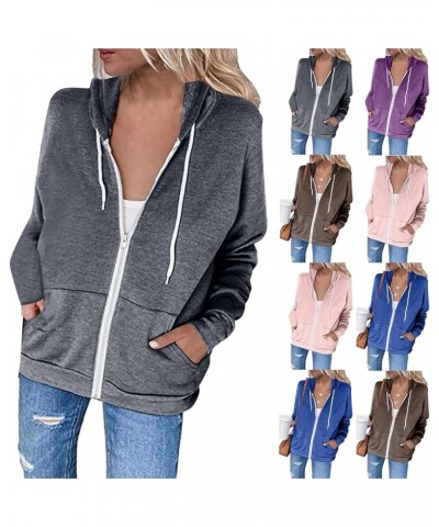 Zip Up Hoodies for Women Casual Fleece Lined Fall Jackets 2023 Full Zip Sweatshirts with Pocket Hooded Pullover Tops B-red $9...