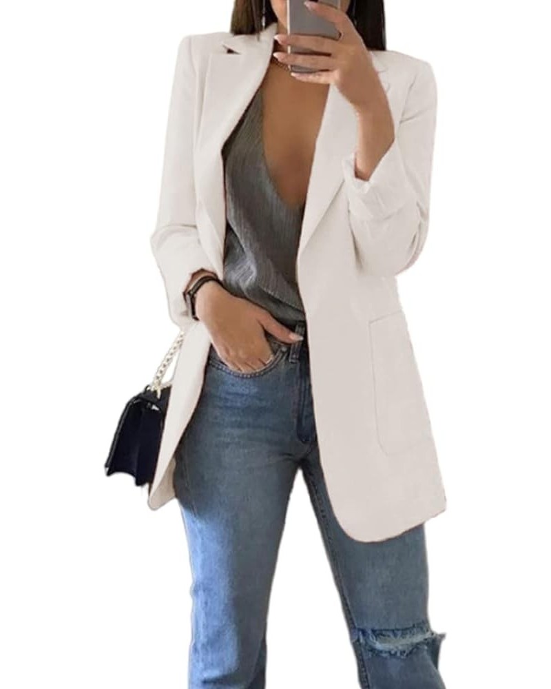 Blazers for Women Business Casual 2024 Spring Open Front Long Sleeve Work Office Jackets Blazer with Pockets B-white $9.27 Bl...