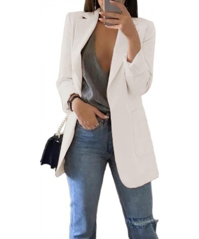 Blazers for Women Business Casual 2024 Spring Open Front Long Sleeve Work Office Jackets Blazer with Pockets B-white $9.27 Bl...