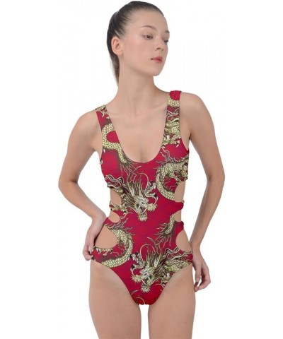 Womens Beachwear Sharks Penguin Dolphin Octopus Whale Fish Scales One Piece Swimsuit, XS-5XL Crimson Classic $14.40 Swimsuits