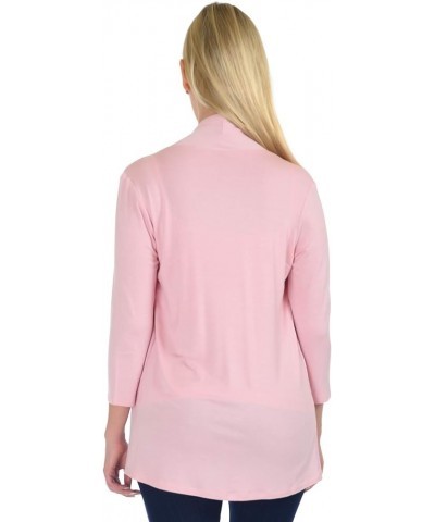 SR Women's Plus Size Basic Various Sleeve Open Cardigan (Size: 1X-5X) 3/4 Sleeve_dust Pink $15.07 Sweaters