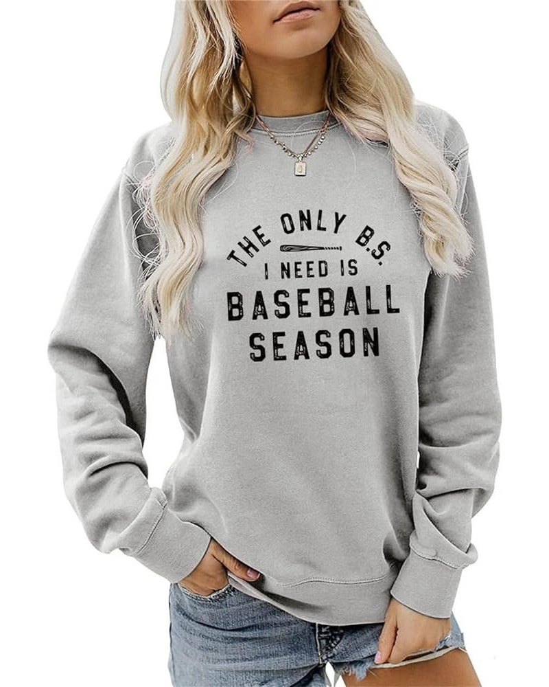 Women Baseball Season Sweatshirts Fall Casual Crew Neck Long Sleeve Shirts Fashion Letter Printed Pullovers Tops Gray $14.22 ...