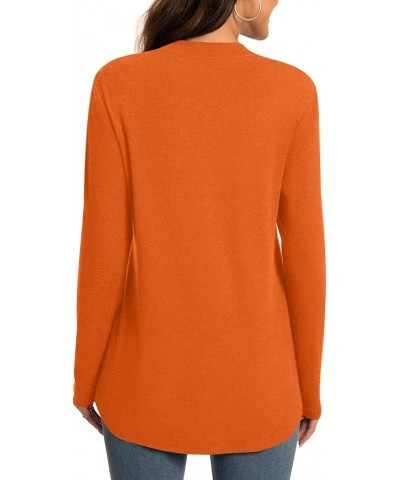 Womens Fall Plus Size Long Sleeve Tunic Tops for Leggings V Neck Casual Loose Fit Blouse Shirt V-Neck Orange $12.23 Tops