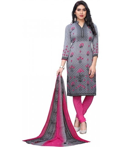 Indian Panjabi Style Patiala Salwar Suit of Crepe Fabric with Printed Dupatta for Women & Girls Grey-2 $24.29 Dresses