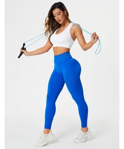 Workout Leggings for Women Seamless Scrunch Butt Liffting Tights High Waisted Gym Yoga Pants Sapphire $18.89 Activewear