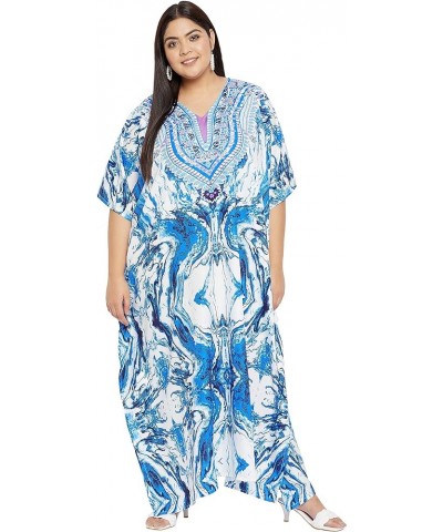 Gypsie Blu Ladies Kaftan Kimono Maxi Style Dress Plus Size Caftan Long Swimsuit Cover up Beach Dress for Women Blue Watercolo...