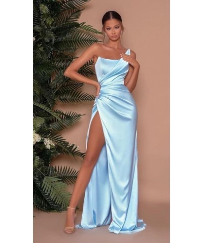 Women's One Shoulder Bridesmaid Dresses for Wedding Satin Mermaid Formal Evening Gown Champagne $32.50 Dresses