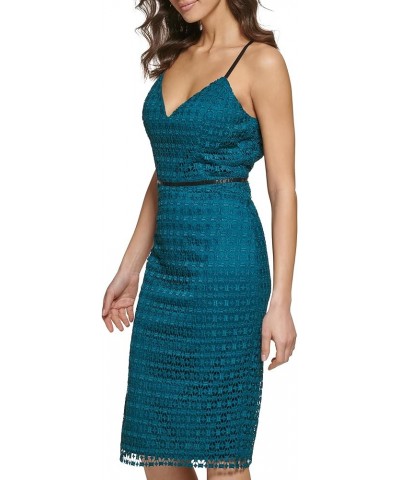 Women's V-Neck Textured Tank Dress Teal $10.34 Dresses