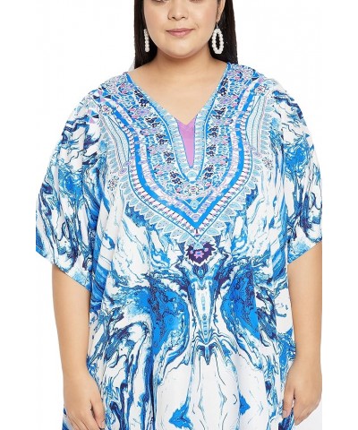 Gypsie Blu Ladies Kaftan Kimono Maxi Style Dress Plus Size Caftan Long Swimsuit Cover up Beach Dress for Women Blue Watercolo...