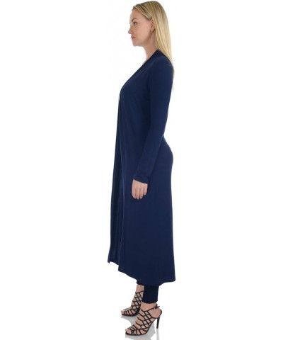 Women's Long Sleeve/Sleeveless Full Length Duster Long Open Cardigan(Sizes: S-5X) Long Sleeve_navy $15.39 Sweaters