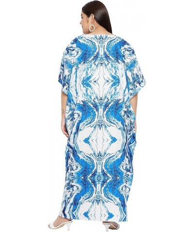 Gypsie Blu Ladies Kaftan Kimono Maxi Style Dress Plus Size Caftan Long Swimsuit Cover up Beach Dress for Women Blue Watercolo...