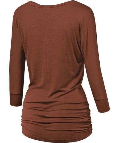 LL Womens 3/4 Sleeve with Drape Top - Made in USA Wt822_rust $13.65 Tops