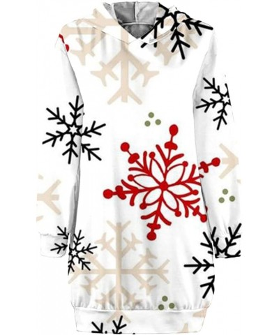 Women's Christmas Long Hooded Sweatshirt Long Sleeve Snowflake Print Hoodie Merry Xmas Dress White Snowflake $9.97 Hoodies & ...