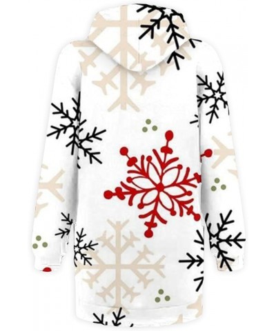 Women's Christmas Long Hooded Sweatshirt Long Sleeve Snowflake Print Hoodie Merry Xmas Dress White Snowflake $9.97 Hoodies & ...