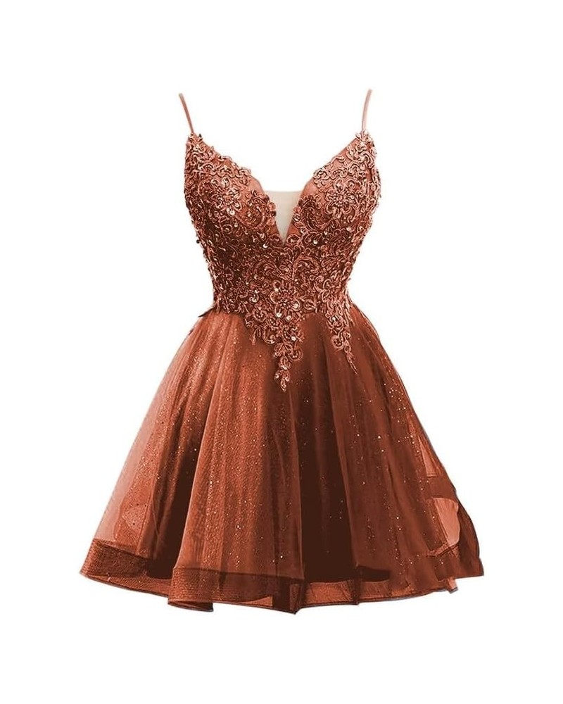 Homecoming Dresses Lace Prom Dress Tulle Cocktail Party Dresses Short Homecoming Dresses for Junior Tulle Burnt Orange $29.90...