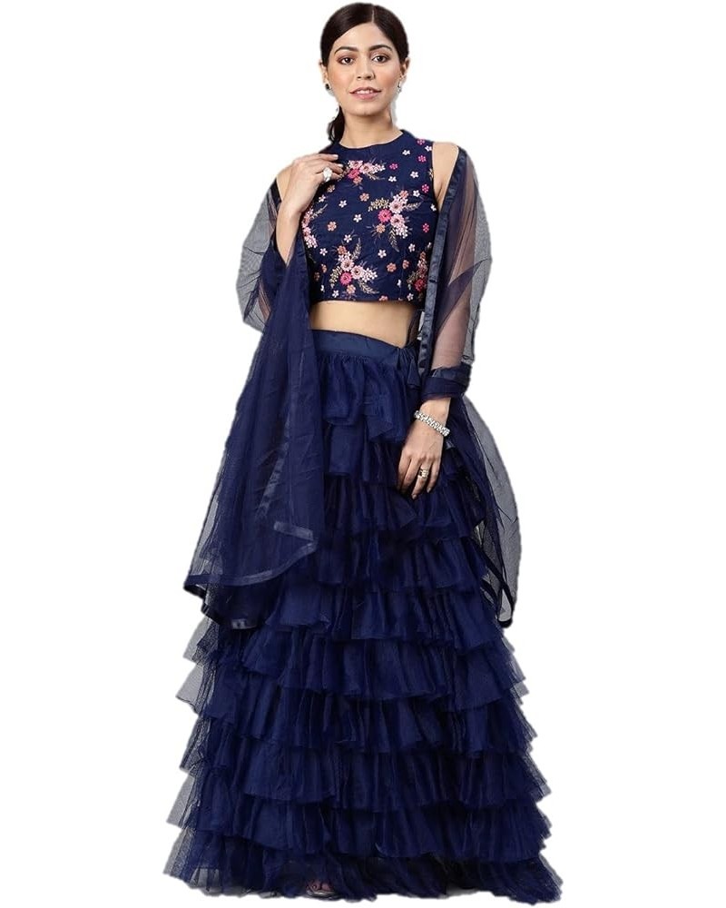 Indian designer lehanga choli sets for women ready to wear party wear Wedding Dress readymade Navy Blue-1 $46.74 Suits