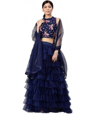 Indian designer lehanga choli sets for women ready to wear party wear Wedding Dress readymade Navy Blue-1 $46.74 Suits