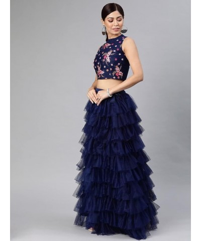 Indian designer lehanga choli sets for women ready to wear party wear Wedding Dress readymade Navy Blue-1 $46.74 Suits