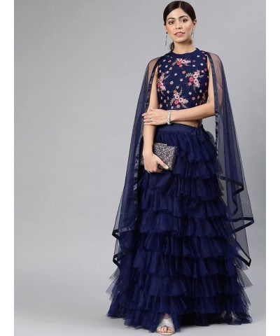 Indian designer lehanga choli sets for women ready to wear party wear Wedding Dress readymade Navy Blue-1 $46.74 Suits