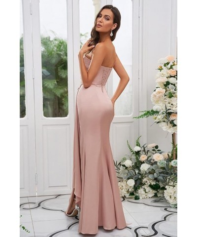 One Shoulder Satin Bridesmaid Dress Long for Women Sleeveless Ruched Formal Dress with Slit LN376 Teal $29.25 Dresses