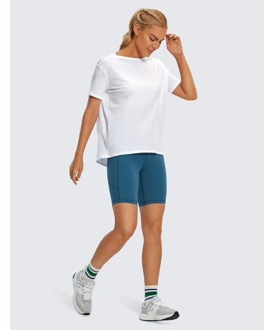 Women's Pima Cotton Short Sleeve Shirts Loose Fit Gym Workout T-Shirt Athletic Casual Tops White $15.66 Activewear