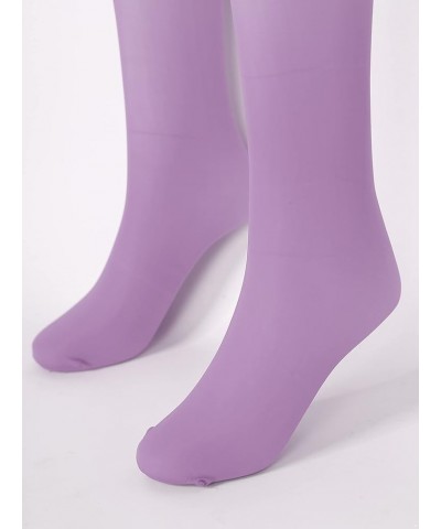 Women's Glossy Hollow Out Footed Tights Oily Shiny Pantyhose 8D Sheer High Waist Stockings Lihgt Purple $5.45 Socks