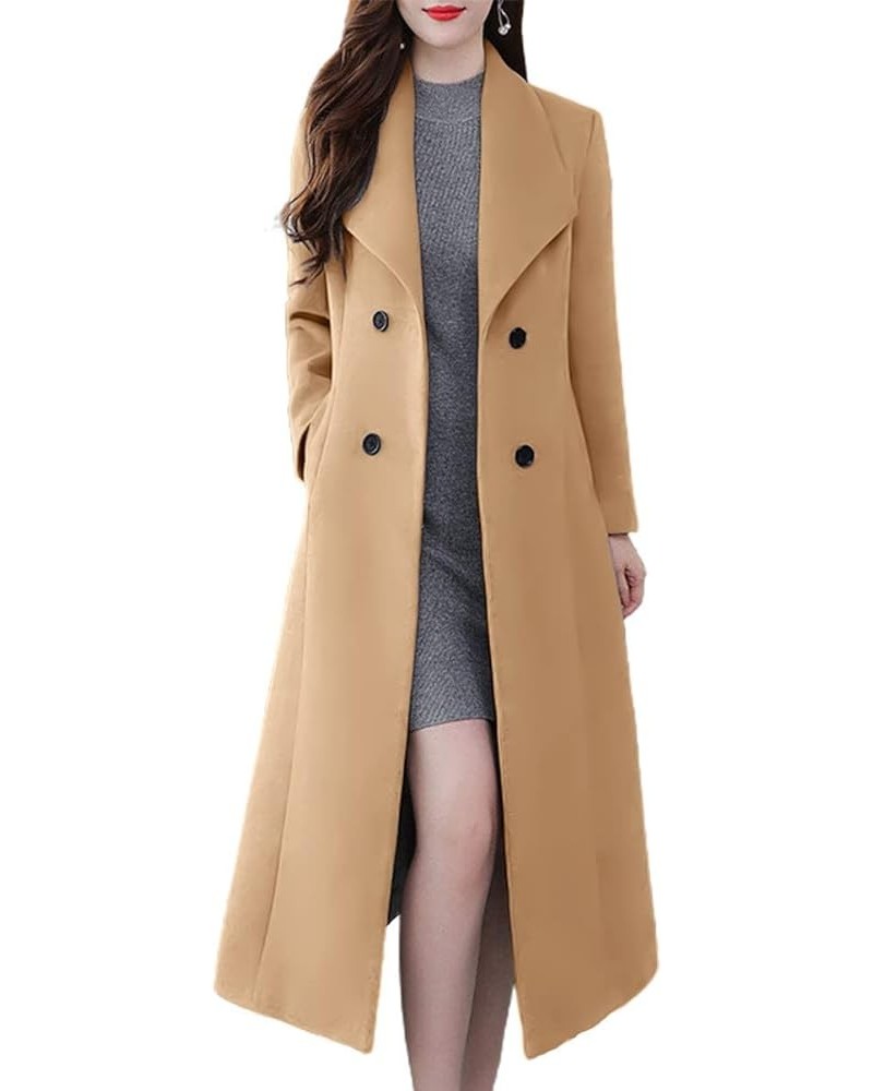 Women's Classic Shawl Collar Long Sleeve Double Breasted Long Maxi Wool Pea Coat with Pockets Camel $29.14 Jackets