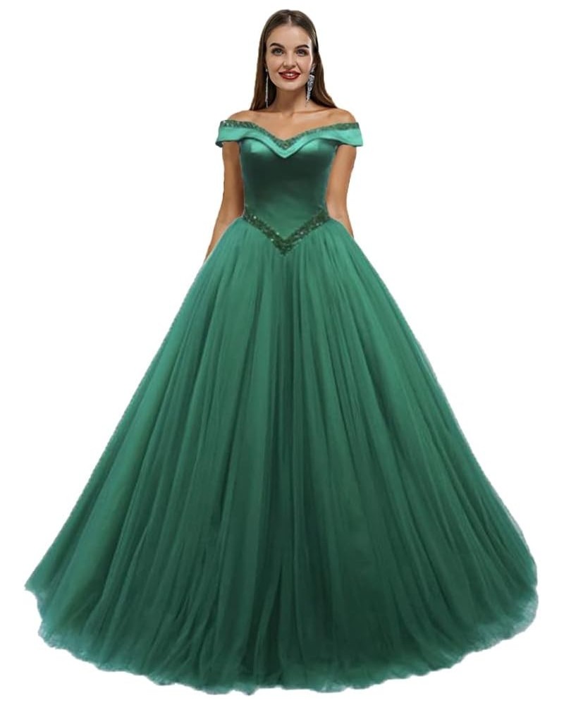 Women's Tulle Prom Gown A-Line Tiered Evening Party Dress Formal Pageant Dress C-green $52.50 Dresses