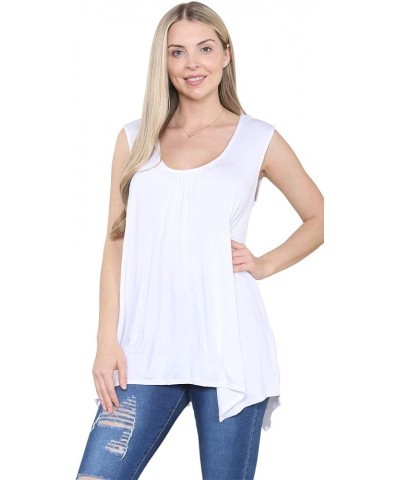 Tank Tops for Women Casual Flowy Summer Tank Tops Sleeveless Tunic Camisoles Hanky Hem Flared Swing Blouse Shirts White $10.1...