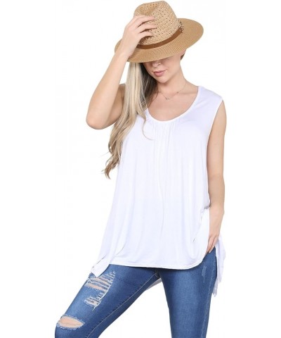 Tank Tops for Women Casual Flowy Summer Tank Tops Sleeveless Tunic Camisoles Hanky Hem Flared Swing Blouse Shirts White $10.1...