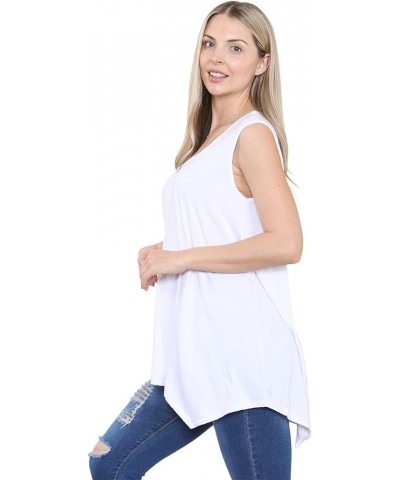 Tank Tops for Women Casual Flowy Summer Tank Tops Sleeveless Tunic Camisoles Hanky Hem Flared Swing Blouse Shirts White $10.1...