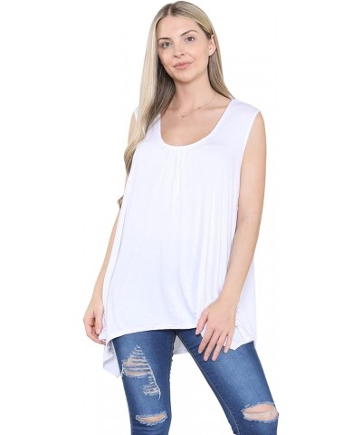 Tank Tops for Women Casual Flowy Summer Tank Tops Sleeveless Tunic Camisoles Hanky Hem Flared Swing Blouse Shirts White $10.1...