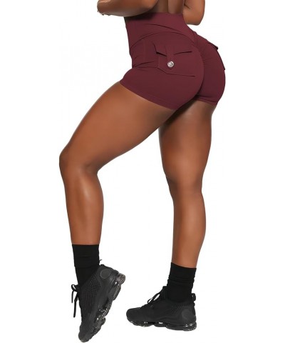 Womens Pocket Scrunch Butt Shorts Workout Booty Shorts Butt Lifting 1 Cherry $12.88 Activewear