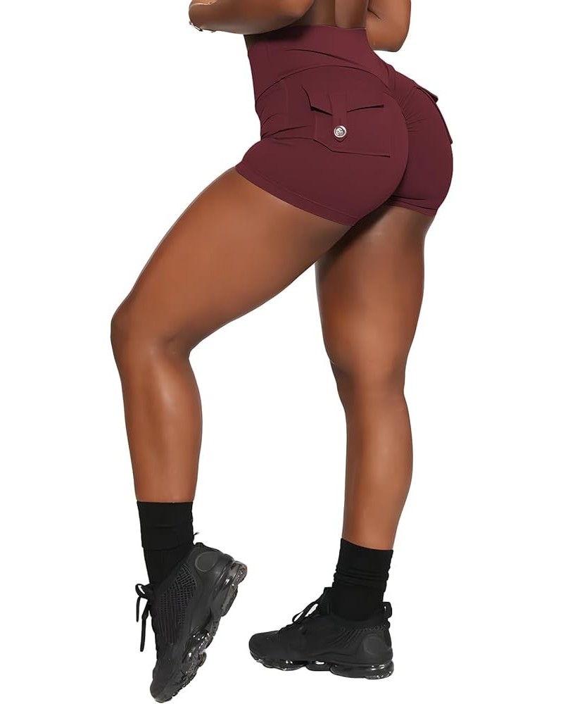 Womens Pocket Scrunch Butt Shorts Workout Booty Shorts Butt Lifting 1 Cherry $12.88 Activewear