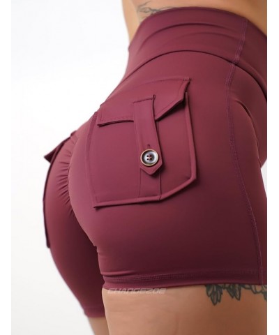 Womens Pocket Scrunch Butt Shorts Workout Booty Shorts Butt Lifting 1 Cherry $12.88 Activewear