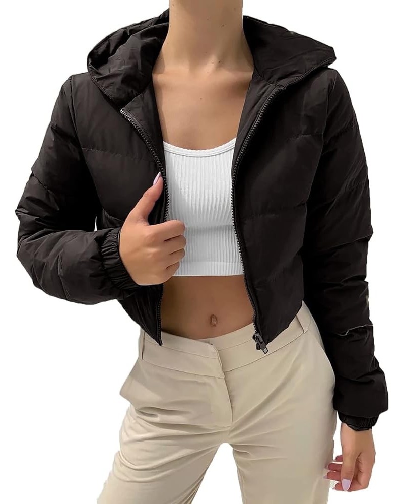 Puffer Jacket Womens European And American Cotton Jackets Color Stand-up Collar Zipper Women's Long Puffer Vest Black 3 $19.7...